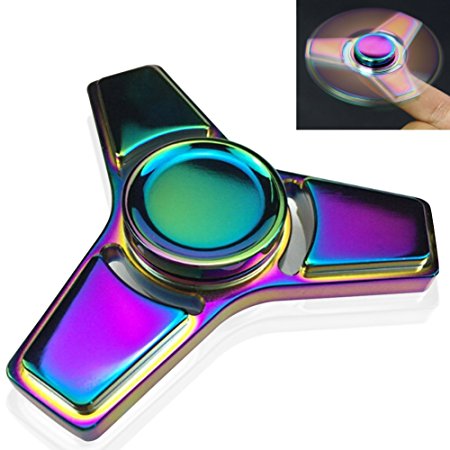 Fidget Spinner, Greatever K1 Rainbow Colorful EDC Tri Fidget Hand Spinning Toy Time Killer Stress Reducer High Speed Focus Toy Gifts Perfect for ADD, ADHD, Anxiety, Boredom and Autism Adult Kids