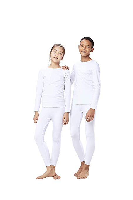 DEVOPS Boys & Girls Thermal Heat-Chain Microfiber Fleece Underwear Baselayer Top & Bottom Set