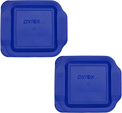 (2) Pyrex 222-PC 2 Quart Dark Blue 8" x 8" Baking Dish Lids - Will NOT Fit Easy Grab Baking Dish