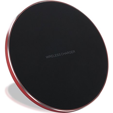 Qi Wireless Charger-XIAOWU Wireless Charging Pad for iPhone 8/ iphone 8 plus / iphone x /iPhone 7/Plus 6/6Plus/SE/5S/5-Fast Wireless Charger Galaxy S8/ S8 Plus/ S7 / S6 / Note 8 / Note 5 (Red)