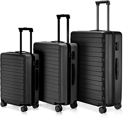 NINETYGO 3PCS 100% Polycarbonate Hardside Luggage Set 20/24/28 Inch Hardshell Suitcase With TSA Approved Lock for Business & Travel, 360° Rolling Spinner Wheels, Black