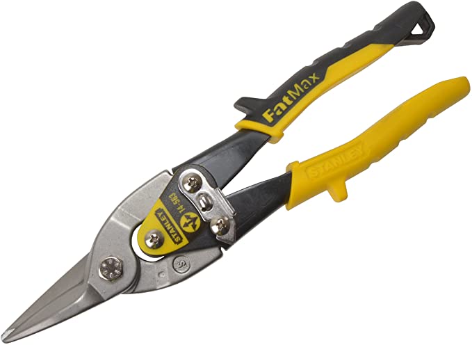 Stanley 2-14-563"MaxSteel" straight Aviation Snips, 9.84", Black/Yellow