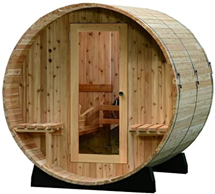 Almost Heaven Saunas | Quality Indoor/Outdoor Sauna Kit | Made in The USA | Detox & Weight Loss | Natural Wellness | Therapeutic Steam Spa (Audra 4-Person Barrel Sauna, Rustic Cedar)