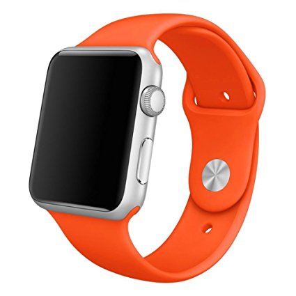 Yearscase 42MM Soft Silicone Sport Replacement Band for Apple Watch Series 1 2 3, S/M Size (Orange)