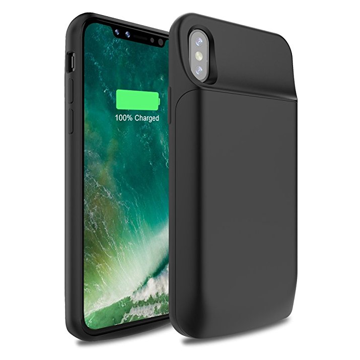 iPhone X Battery Case [6000mAh], TQTHL Enhance Rechargeable Extended Charger Case External Battery Protective Pack Charging Case for iPhone X (5.8inch)-Black