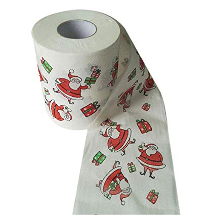 FORESTIME Christmas Pattern Roll Paper Print Toilet Paper Table Kitchen Santa Claus Pattern Roll Paper Prints Funny