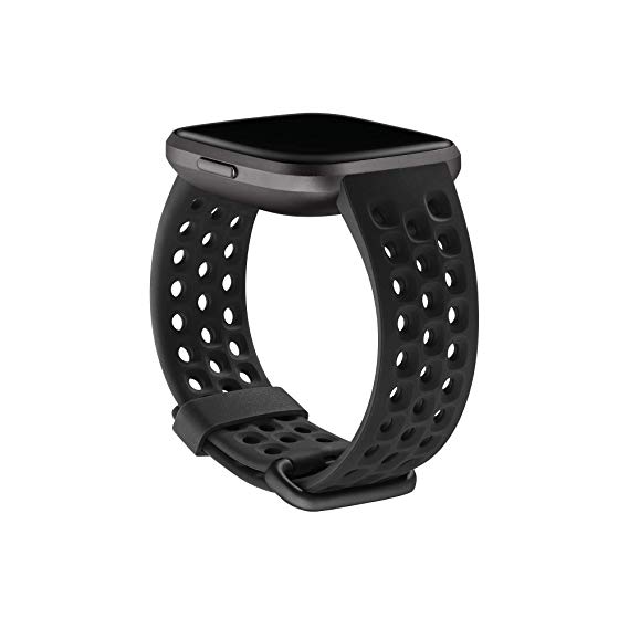 Fitbit Versa Family Accessory Band, Official Fitbit Product, Sport, Black, Large