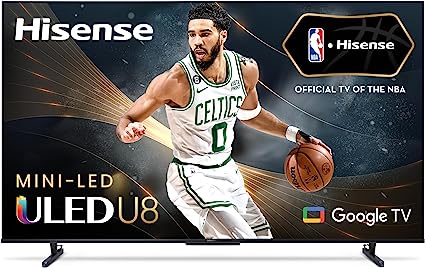 Hisense 65 Inch Class U8 Series ULED Mini-LED Google Smart TV - Quantum Dot Color, Dolby Vision IQ, Game Mode Pro, Mini-LED Pro, Hands Free Voice Control, Compatible with Alexa(65U8K, 2023 Model)