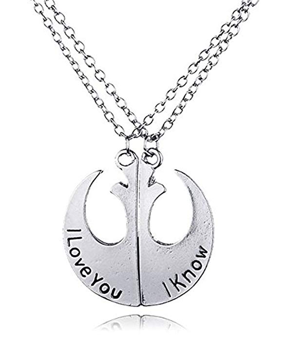 Rebel Insignia Love Couples Necklace I Love You " I Know" Siver Pendant Necklace