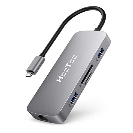 HooToo USB C Hub 8 in 1 USB C Adapter with 4K HDMI, 1Gbps Ethernet Port, USB 3.0 Ports, SD/TF Card Readers and 100W Pd Charging Port for MacBook Pro/Air, Type-C Laptops and More