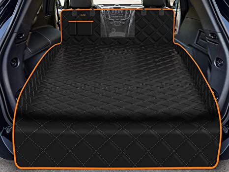 iBuddy SUV Cargo Liner for Dogs Waterproof Pet Cargo Cover with Mesh Window Non Slip Durable Dog Seat Cover Protector with Bumper Flap for Universal and Large Size SUVs…