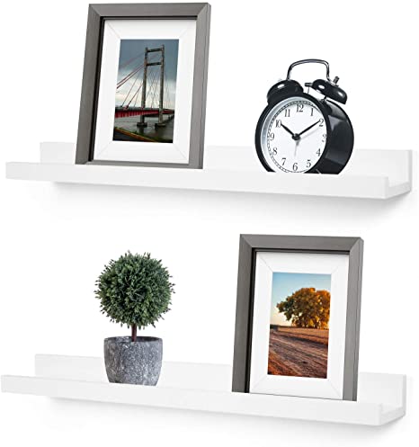 Wall Mounted Photo Ledge Floating Shelves, White