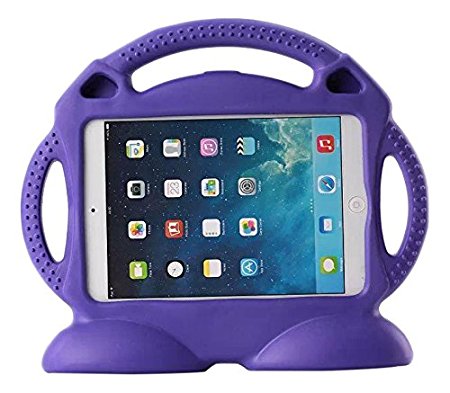 Muze Shock Proof Kids Case 3D Rubbers Carrying Case with Handle for Apple iPad 2/3/4 Generation Tablet, Purple