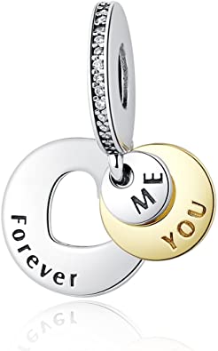 NINGAN “I Love You” Heart Pendant Love Charm 925 Sterling Silver Dangle Charms Compatible with Pandora, Biagi, Chamilia & European Bracelets & Necklaces