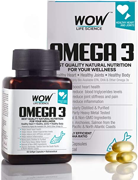 Wow Omega-3 Fish Oil 1000 mg Triple Strength 550 mg Epa 350 mg - 60 Capsules