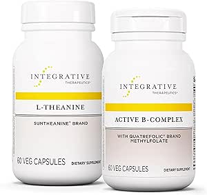 Integrative Therapeutics Bundle with Active B-Complex, 60 Capsules - Support Energy Metabolism with 8 B-Vitamins* - & L-Theanine, 60 Capsules - Support a Relaxed State*