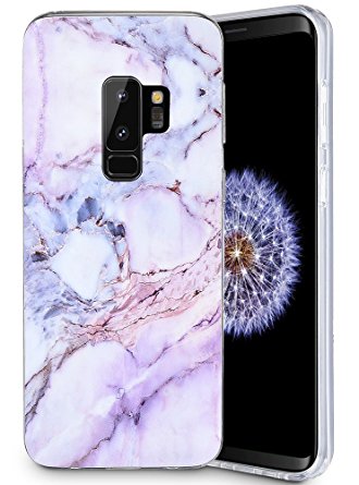 Galaxy S9 Plus Case, Caka Galaxy S9 Plus Marble Case Slim Anti-Scratch Shock-Proof Luxury Fashion Silicone Soft Rubber TPU Protective Case for Samsung Galaxy S9 Plus - (Pink)