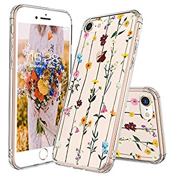 iPhone 8 Case, iPhone 7 Clear Case, MOSNOVO Wildflower Floral Clear Design Printed Plastic Hard Back Phone Case with TPU Bumper Protective Case Cover for Apple iPhone 7 / iPhone 8