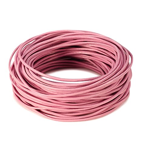 BEADNOVA 1.5mm Genuine Light Rose Round Leather Cords For Bracelet Necklace Jewelry Making 10 Meter
