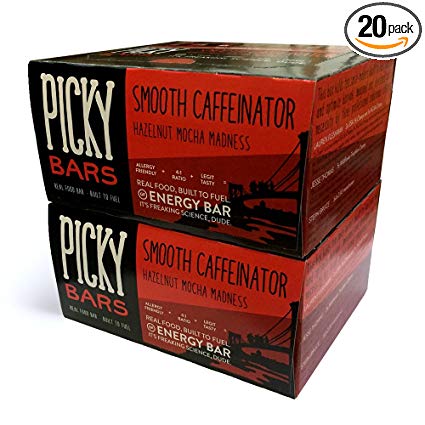 Picky Bars Real Food Energy Bars, Smooth Caffeinator, 1.6oz (Pack of 20)