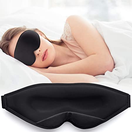 Unimi Newest Sleep Eye Mask for Men Women,Comfortable Silk Eye Sleeping Mask & Blindfold,The Real Deep Contoured Cup Eye Mask for Sleeping,100% Shading Eye Shade Cover for Travel,Nap,Yoga-Black