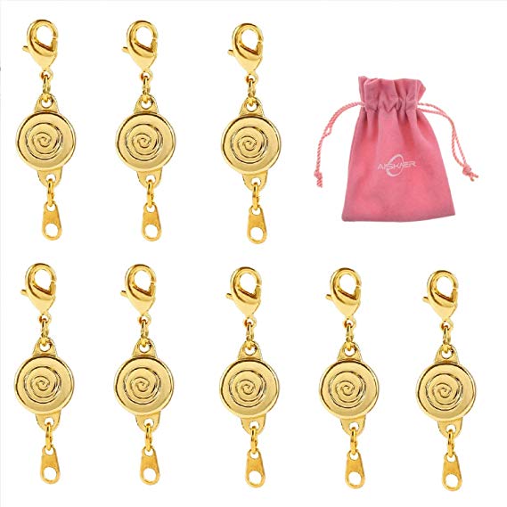 Aiskaer 8 Pcs Locking Magnetic Clasps Magnetic Clasps for Jewelry (Gold)