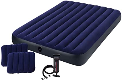 Intex Classic Downy Airbed Set with 2 Pillows and Double Quick Hand Pump, Queen