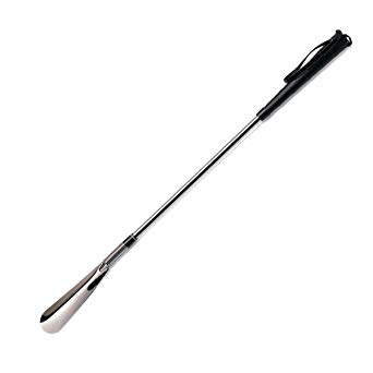 Sammons Preston Spring-Action Shoehorn, 23.5" Long, Non-Slip Handle for Good Grip, Lightweight Metal Shoe Horn with Bending Spring to Adjust Position According to User Needs, Adaptive Daily Living Aid