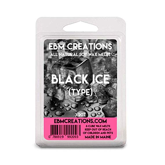 EBM Creations Scented All Natural Soy Wax Melts - 6 Pack Clamshell 3.2oz Highly Scented! (Black Ice (Type))