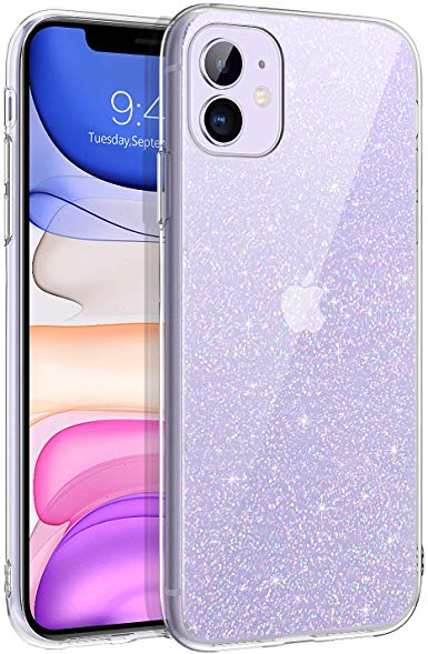 BENTOBEN Case Compatible iPhone 11, Slim Thin Crystal Clear Glitter Soft Rubber Case for iPhone 11- Clear Glitter