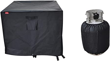 BBQ Coverpro Gas Fire Pit/Table Cover - Premium Patio Outdoor Cover Durable and 100% Waterproof,Fits 36 inch,35 inch, 34 inch Fire Pit/Table Cover,Black, 36" L x 36" W x 24" H