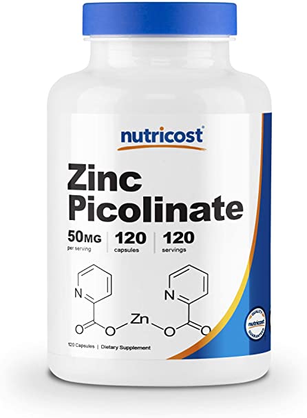 Nutricost Zinc Picolinate 50mg, 120 Veggie Capsules - Gluten Free and Non-GMO