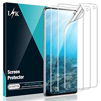 [3 Pack] L K Screen Protector for Samsung Galaxy S10, [Self Healing] [in-Display Fingerprint] HD Effect Flexible Film, Lifetime Replacement Warranty