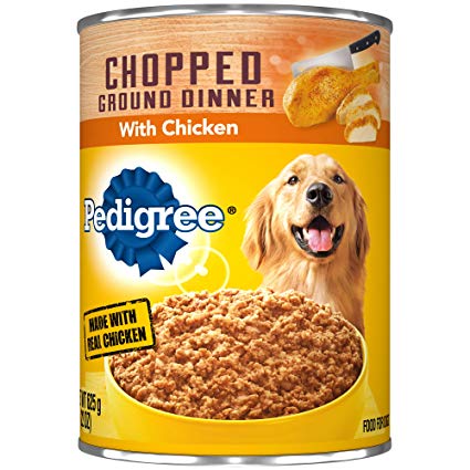 Pedigree Chopped Ground Dinner With Chicken Adult Canned Wet Dog Food, (12) 22 Oz. Cans