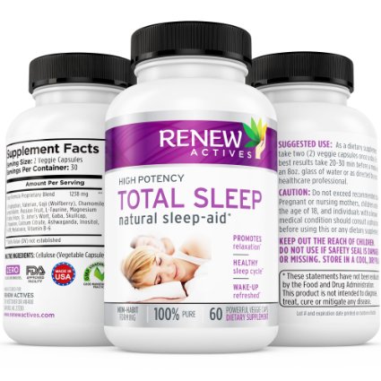 FLASH SALE 100 All Natural Sleep-Aid Custom Formulation for a Longer and Deeper Sleep Wake up Refreshed and Rested with Renew Actives Total Sleep Get the Peaceful Sleep you Deserve - Guaranteed