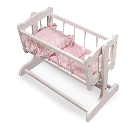 Badger Basket Heirloom Style Doll Cradle with Blanket & Pillow (fits American Girl dolls)