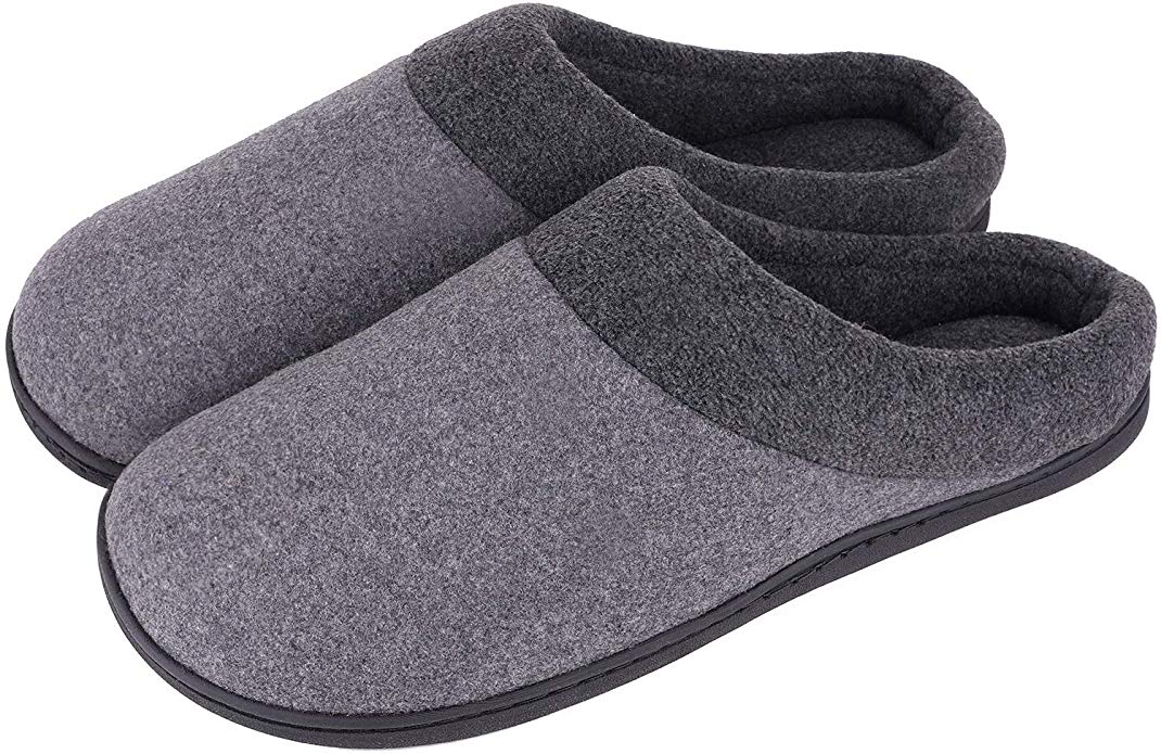 Men's Women's Comfort Woolen Fabric Memory Foam Anti-Slip Slippers, Breathable Indoor Outdoor House Shoes