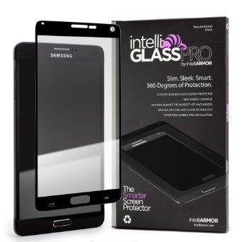 Note 4 intelliGLASS PRO EDGE-TO-EDGE (Black) - The Smarter Glass Screen Protector by intelliARMOR To Guard Against Scratches and Drops. Ultra HD Clear, Max Touchscreen Accuracy.