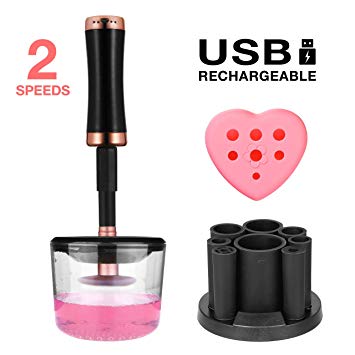 Makeup Brush Cleaner - LARMHOI Electric Makeup Brush Cleaning Tool with USB Charging, 2 Adjustable Speed, 8 Holder Base, Deep Cosmetic Brush Spinner for Makeup Brush, Beauty, Women Gifts