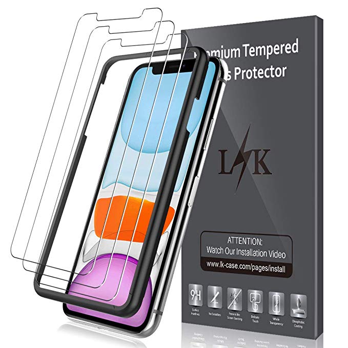 LK [3 Pack] Screen Protector for iPhone 11 6.1'' Tempered Glass (Installation Tray) Case Friendly HD Clear with Lifetime Replacement Warranty