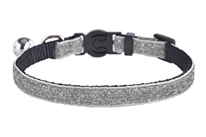 EXPAWLORER Adjustable Breakaway Sparkle Nylon Cat Collar with Bell for Pet Dog Puppy Kitten