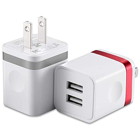 HI-CABLE USB Wall Charger, (UL Certified) 2-Pack 2.1A/5V Dual Port USB Plug Power Adapter Charging Block Cube Compatible with iPhone X XR Xs Max/8/7/6/6S Plus SE/5S, iPad, Samsung, Android Cell Phones