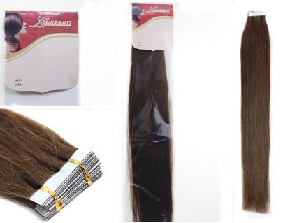 16''18''20''22'' 24'' Tape - In Real Human Hair Extensions Straight 17 Colors 20pcs Beauty Hair Style (16inch 30g /20pcs, 04 Medium brown)