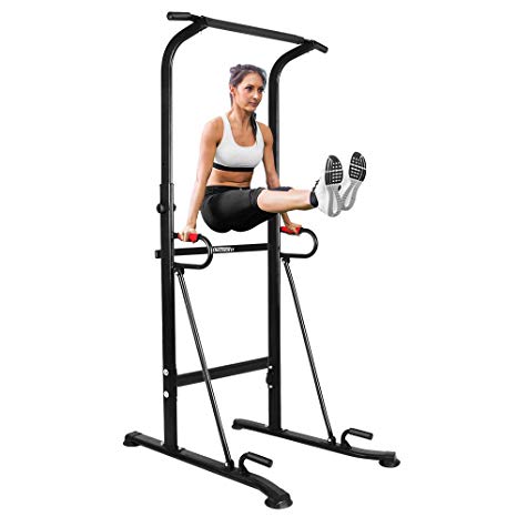 OneTwoFit Multi-Function Power Tower,Adjustable Height Pull up Station Home Workout Bar Pull up Bar Push Up Home Fitness Workout Station Dip Stands Pull up Tower OT130