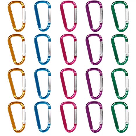 EFIXTK 20PCS 6CM Carabiner Keychain Clip,Improved Durable Mini Aluminum D Ring for Outdoor Camping Backpack
