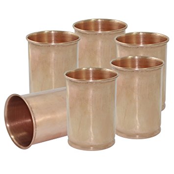 DakshCraft Drinking Glasses Handmade Copper Tumblers, Set of 6