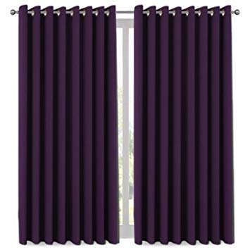 H.Versailtex Premium Blackout Wider Curtains for Patio & Yard (100"W by 108"L), Thermal Insulated Room Divider (Total Privacy, Large Size 9' Tall x 8.5' Wide) -Plum Purple (1 Panel)
