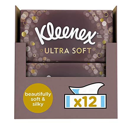 Kleenex Ultra Soft Facial Tissues, Pack of 12 Tissue Boxes