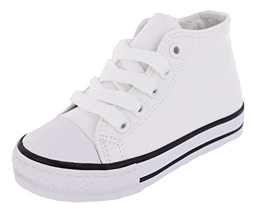 Cuteys White Canvas High Top Toddlers/Little Kids Shoes