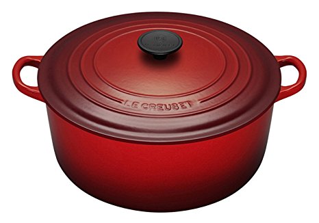 Le Creuset Enameled Cast-Iron 5-1/2 Quart Round French Oven, Cherry Red